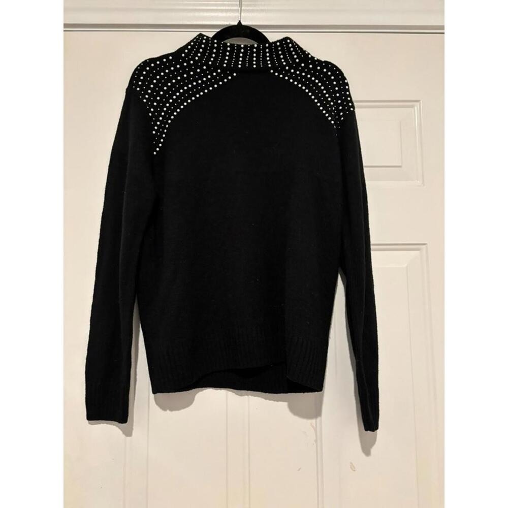 Women's Juicy Couture black with pearl‎ embellishment sweater sz L #1406